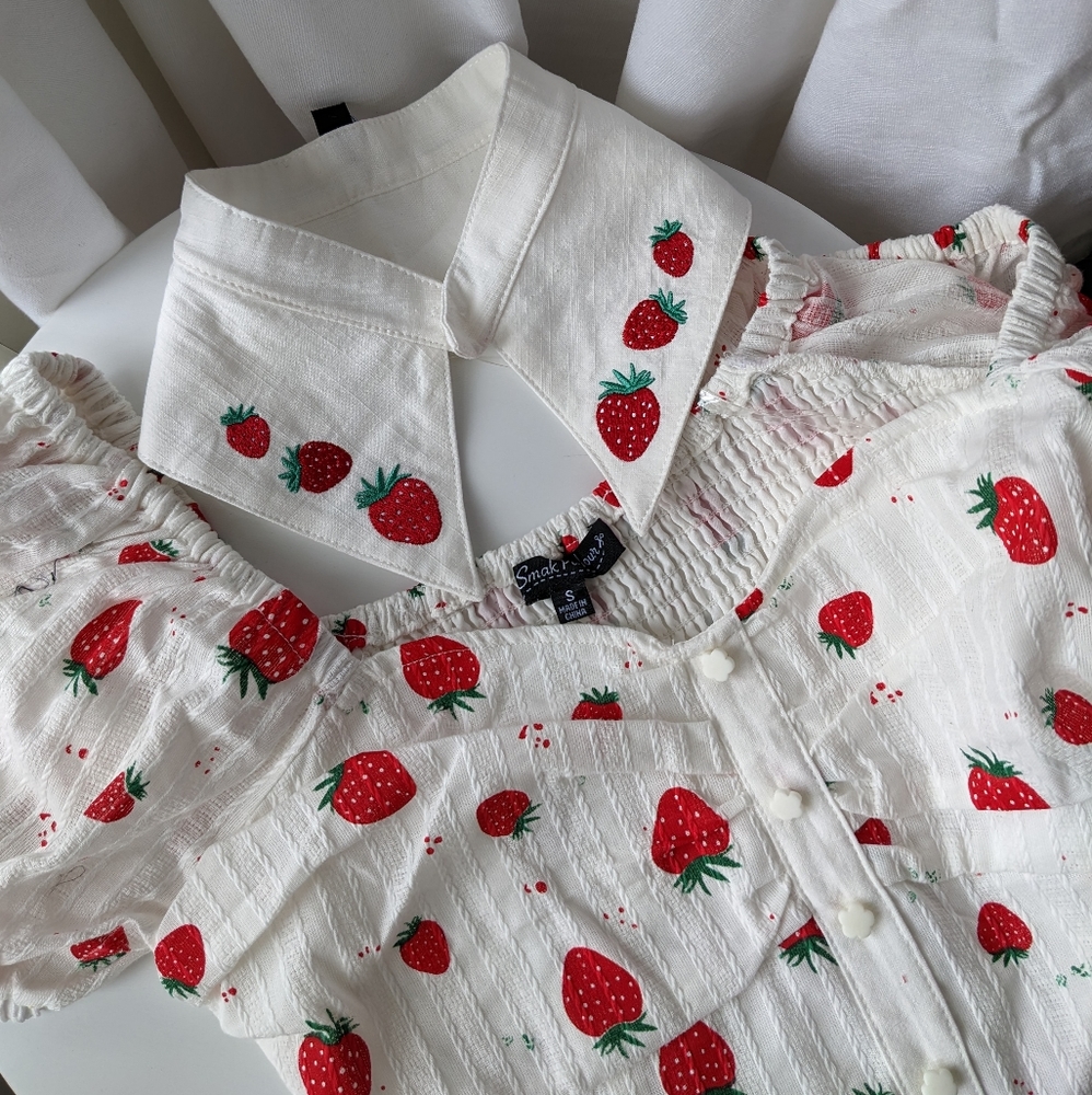 Unique Vintage Strawberry Crop Top